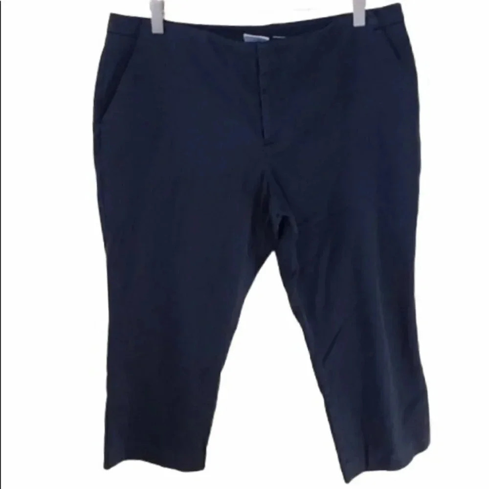 Worthington Modern Fit‎ Crop Pants 14 Navy Blue Career Stretch Capri Trousers